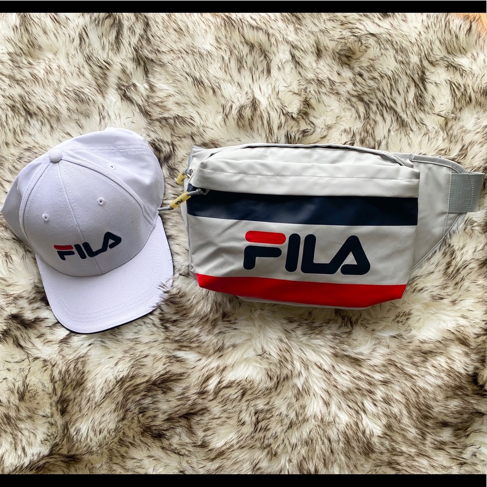 White Humphrey cap and waistpack by FILA
